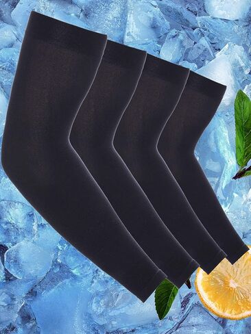 Mudder 8 Pairs Unisex UV Protection Arm Cooling Sleeves Ice Silk Arm Cover (Black, Knitted Ice) in Saudi Arabia