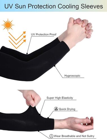 Mudder 8 Pairs Unisex UV Protection Arm Cooling Sleeves Ice Silk Arm Cover (Black, Knitted Ice) in Saudi Arabia