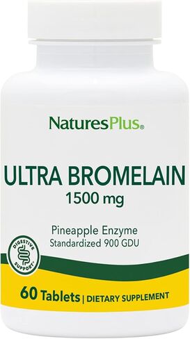 NaturesPlus Ultra Bromelain - 60 قرصًا - 1500 مجم من بروميلين الأناناس - يدعم صحة الجهاز الهضمي ودعم المفاصل والمزيد - 60 وجبة in Kuwait
