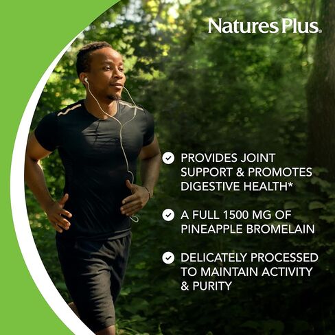 NaturesPlus Ultra Bromelain - 60 قرصًا - 1500 مجم من بروميلين الأناناس - يدعم صحة الجهاز الهضمي ودعم المفاصل والمزيد - 60 وجبة in Kuwait