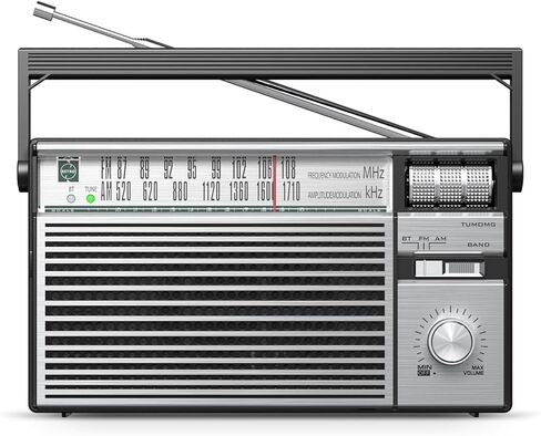 Audiocrazy Portable AM FM Radio Plug in Wall,Battery Operated Small Radio with Bluetooth for Home & Outdoor,Strong Reception,Large Dial,Headphone Jack,Aux in,Gift for Seniors in Saudi Arabia