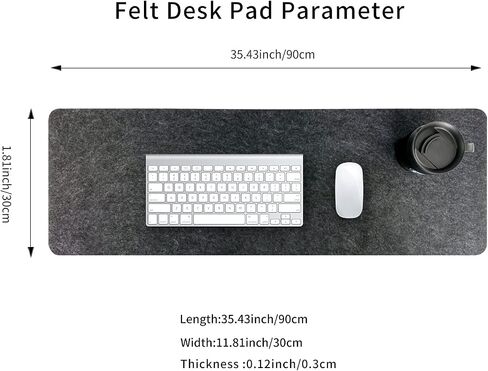 Felt Desk Mat | Computer Mat for Desk(36x12Inches) | Large Felt Mouse Pad and Keyboard Mat | Desk Protector for Office | Dark Gray in Saudi Arabia