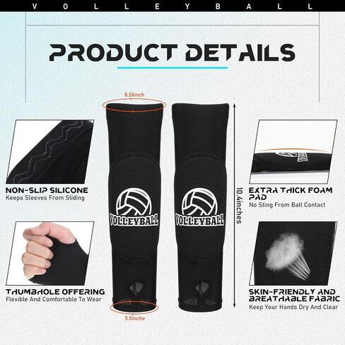 Meooeck 8 Pcs Volleyball Knee Pads Volleyball Accessories Set Volleyball Arm Sleeves with Thumbhole Volleyball Sweat Band Volleyball Drawstring Bag for Women Teen Girls Youth in Saudi Arabia