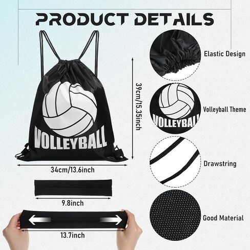 Meooeck 8 Pcs Volleyball Knee Pads Volleyball Accessories Set Volleyball Arm Sleeves with Thumbhole Volleyball Sweat Band Volleyball Drawstring Bag for Women Teen Girls Youth in Saudi Arabia
