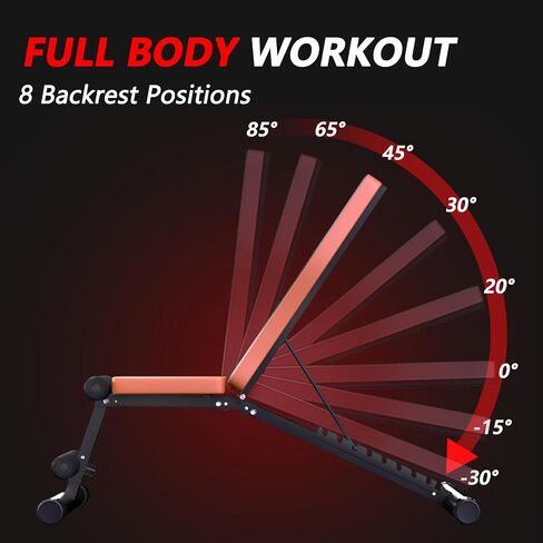 naspaluro Adjustable Weight Bench Foldable, Workout Benches For Home, Fast Folding Multi-Purpose for Full Body Workout in Saudi Arabia