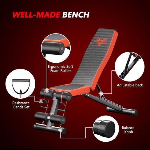 naspaluro Adjustable Weight Bench Foldable, Workout Benches For Home, Fast Folding Multi-Purpose for Full Body Workout in Saudi Arabia