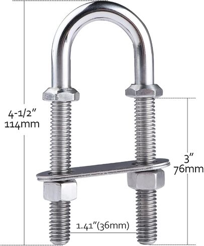 Hoffen Boat Stern Bow Eye Marine Stainless Steel 4-1/2" U Bolt Tie Down Long in Saudi Arabia