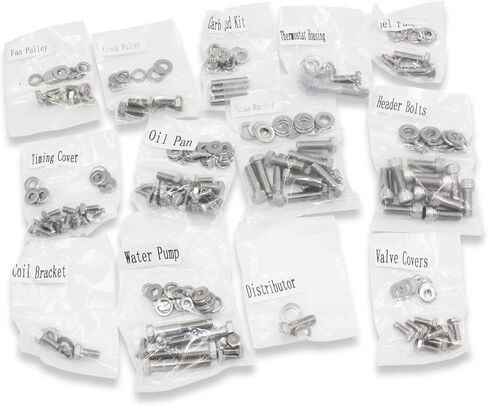 211 قطعة الفولاذ المقاوم للصدأ كتلة صغيرة محرك عرافة بولت عدة ل SBC تشيفي 265 283 302 305 307 327 350 400 in Kuwait