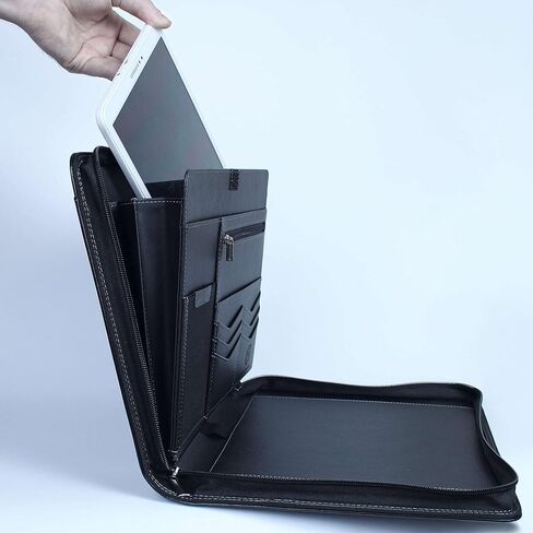 Mastery Prestige Zippered Portfolio/Padfolio Organizer - PU Leather Case with Tablet Sleeve, A4 Notebook, Phone & Business Cards Holders - Professional Interview Document Binder, File Folder in Saudi Arabia