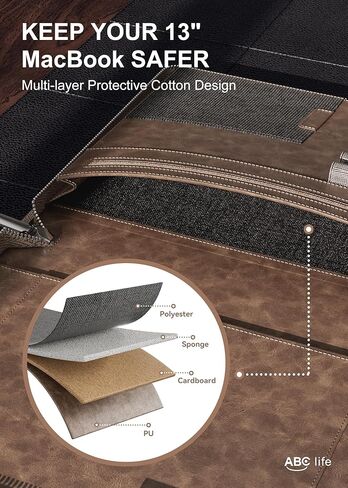 ABC life Zippered Portfolio Binder Organizer, Professional PU Leather Padfolio with Detachable 3 Ring Binder, Resume Notepad Folder for IPad, Tablet, Phone, Business Cards, Gifts for Men/Women- Brown in Saudi Arabia