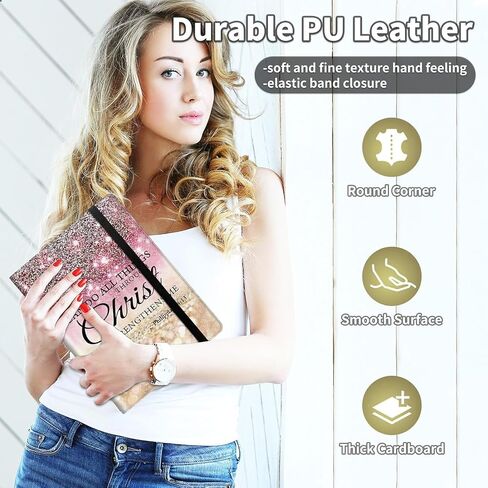Padfolio/Portfolio Folder Clipboard، يمكنني القيام بكل الأشياء من خلال المسيح حافظة جلدية مخصصة للرجال والنساء مع منظم المستندات السيرة الذاتية مقاس A4 حامل بطاقة العمل in Kuwait