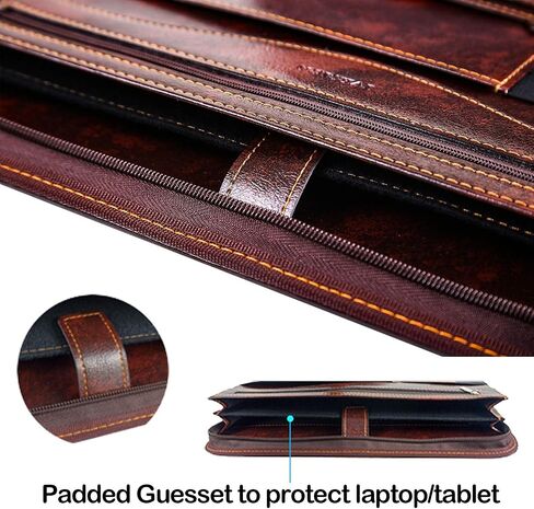 IVESIGN Faux Leather Business Padfolio Portfolio with Calculator and Writing Pad, Professional Interview Briefcase Padfolio with Zippered Closure, Interior 10.1 Inch Tablet Sleeve Dark Brown in Saudi Arabia