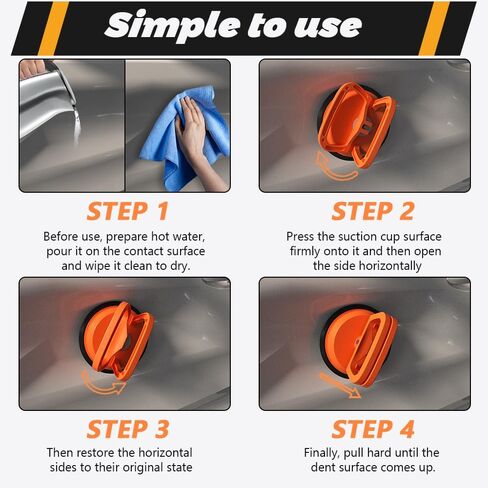 YEEHUNG Car Dent Puller، 3 قطع أداة إصلاح انبعاجات السيارة البرتقالية، أكواب شفط لإزالة الانبعاجات، مزيل الانبعاجات، أكواب الشفط تستخدم بشكل أساسي لإزالة وتحريك الهاتف وأجهزة الكمبيوتر والشاشات وبعض خدوش السيارات in Saudi Arabia