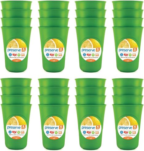 حافظ على أكواب يومية خالية من مادة BPA بسعة 16 أونصة مصنوعة من البلاستيك المعاد تدويره، مجموعة من 6 قطع، باللون الأخضر التفاحي in Kuwait