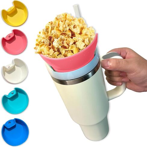 Snack Bowl For Stanley 40 oz Tumbler with Handle, Tumbler Snack Tray Compatible with Stanley Cup 40 oz with Handle, Reusable Snack Ring for Stanley Cup Accessories，BPA Free Soft Silicone (pink) in Saudi Arabia