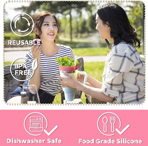 Snack Bowl For Stanley 40 oz Tumbler with Handle, Tumbler Snack Tray Compatible with Stanley Cup 40 oz with Handle, Reusable Snack Ring for Stanley Cup Accessories，BPA Free Soft Silicone (pink) in Saudi Arabia