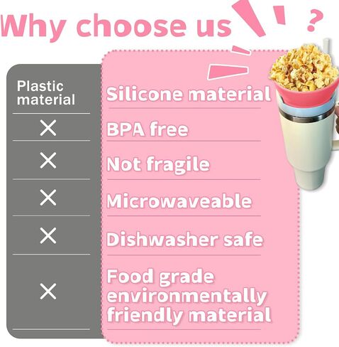 Snack Bowl For Stanley 40 oz Tumbler with Handle, Tumbler Snack Tray Compatible with Stanley Cup 40 oz with Handle, Reusable Snack Ring for Stanley Cup Accessories，BPA Free Soft Silicone (pink) in Saudi Arabia