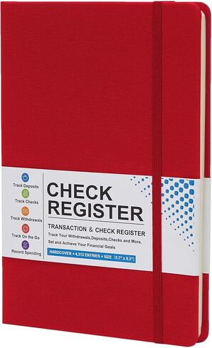 Coozment Check Register-Check registers for Personal Checkbook,Income and Expense Log Book,Account Checkbook Register,Colored Inner Page,Hardcover,5.7"×8.3"(Red) in Saudi Arabia
