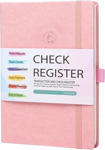 Check Register, Account Ledger Transaction Register Log Book for for Personal Checkbook Small Business, Track Payments, Deposits, Debit Card, A5 PU Hardcover with Calendars in Kuwait
