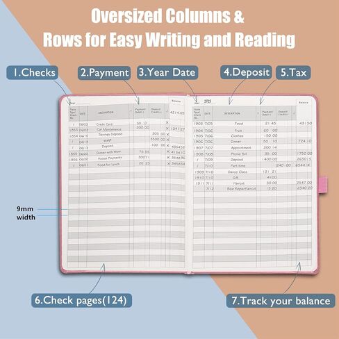 Check Register, Account Ledger Transaction Register Log Book for for Personal Checkbook Small Business, Track Payments, Deposits, Debit Card, A5 PU Hardcover with Calendars in Kuwait