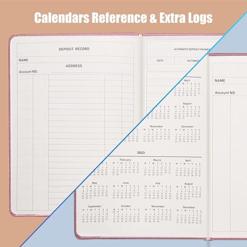 Check Register, Account Ledger Transaction Register Log Book for for Personal Checkbook Small Business, Track Payments, Deposits, Debit Card, A5 PU Hardcover with Calendars in Kuwait