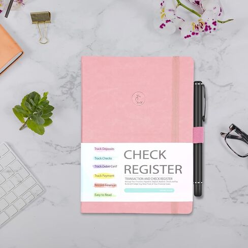 Check Register, Account Ledger Transaction Register Log Book for for Personal Checkbook Small Business, Track Payments, Deposits, Debit Card, A5 PU Hardcover with Calendars in Kuwait