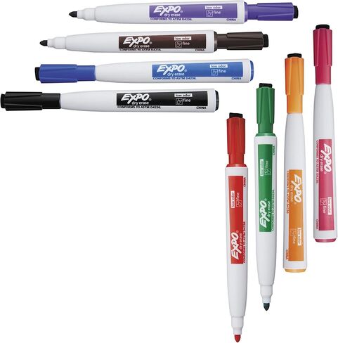 EXPO Magnetic Dry Erase Markers with Eraser, Fine Tip, Assorted, 8 Count in Saudi Arabia
