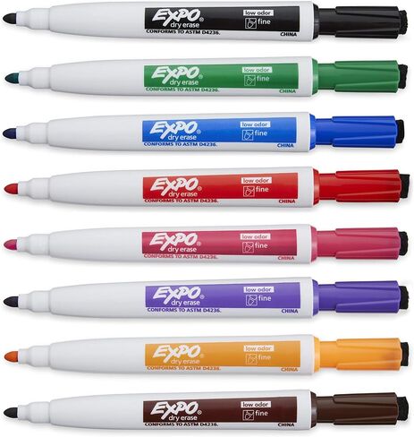 EXPO Magnetic Dry Erase Markers with Eraser, Fine Tip, Assorted, 8 Count in Saudi Arabia