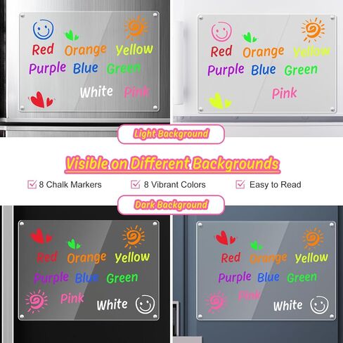 8 Liquid Chalk Markers with Reversible Tips for Acrylic Calendar Planning Boards Glass Dry Erase Board Whiteboard Wet Erase Markers for Window Mirror, Fine Bullet Tip and Chisel Tip in Kuwait