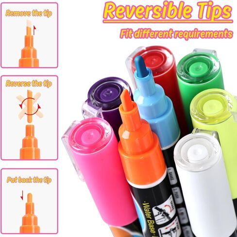 8 Liquid Chalk Markers with Reversible Tips for Acrylic Calendar Planning Boards Glass Dry Erase Board Whiteboard Wet Erase Markers for Window Mirror, Fine Bullet Tip and Chisel Tip in Kuwait