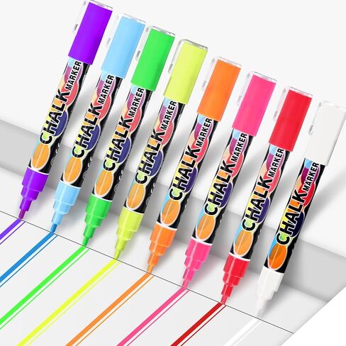 8 Liquid Chalk Markers with Reversible Tips for Acrylic Calendar Planning Boards Glass Dry Erase Board Whiteboard Wet Erase Markers for Window Mirror, Fine Bullet Tip and Chisel Tip in Kuwait