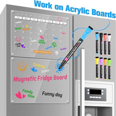 8 Liquid Chalk Markers with Reversible Tips for Acrylic Calendar Planning Boards Glass Dry Erase Board Whiteboard Wet Erase Markers for Window Mirror, Fine Bullet Tip and Chisel Tip in Kuwait
