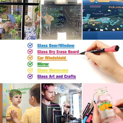 8 Liquid Chalk Markers with Reversible Tips for Acrylic Calendar Planning Boards Glass Dry Erase Board Whiteboard Wet Erase Markers for Window Mirror, Fine Bullet Tip and Chisel Tip in Kuwait
