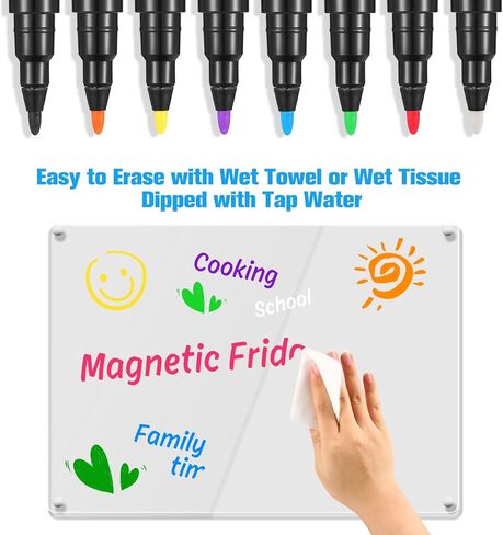 8 Liquid Chalk Markers with Reversible Tips for Acrylic Calendar Planning Boards Glass Dry Erase Board Whiteboard Wet Erase Markers for Window Mirror, Fine Bullet Tip and Chisel Tip in Kuwait