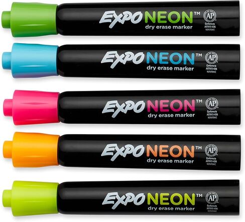 EXPO Neon Dry Erase Markers, Bullet Tip, Assorted Colors, 5 Count in Kuwait