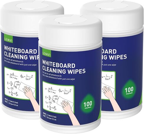 Loukin Whiteboard Cleaning Wipes, Dry Erase Board Cleaning Wipes, Non-toxic White board Wipes, 100 Wipes per Canister, 6 Packs in Saudi Arabia