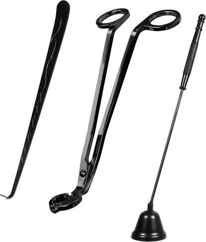 VViViD Candle Accessory Set, Contains Wick Trimmer, Candle Snuffer, and Wick Dipper, Black Stainless Steel in Saudi Arabia