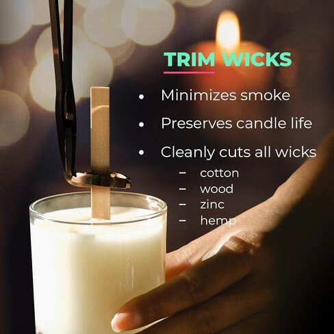 VViViD Candle Accessory Set, Contains Wick Trimmer, Candle Snuffer, and Wick Dipper, Black Stainless Steel in Saudi Arabia