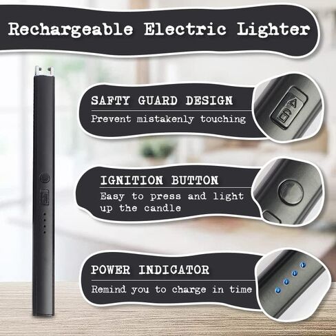 6 in 1 Candle Care Kit, Candle Lighter Rechargeable, Candle Wick Trimmer Cutter, Candle Snuffer Extinguisher, Candle Wick Dipper, Candle Accessory Set with Storage Tray Plate for Candle Lover (Black) in Saudi Arabia