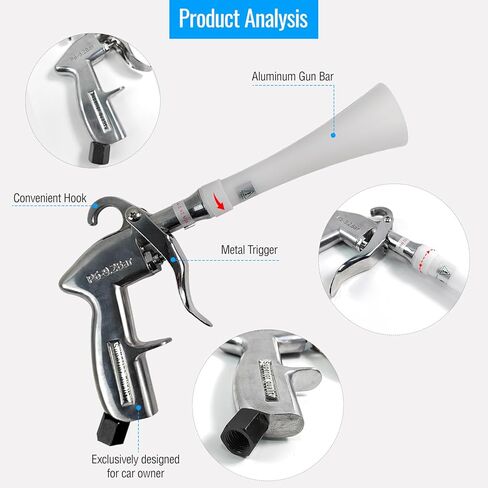 Bqweun Aluminium Car Cleaning Gun with Tapered Nozzle, Air Blower Blow Gun Producing Powerful Blast of Air for Cleaning Cars, Velvet, Furniture and Carpets in Saudi Arabia