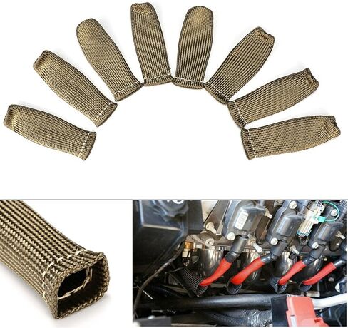 Titanium 1200° Spark Plug Wire Boots Heat Shield Protector Sleeve for LS1 / LS2 SBC BBC 350 454 Car Truck 350 454(8 PCS) in Saudi Arabia