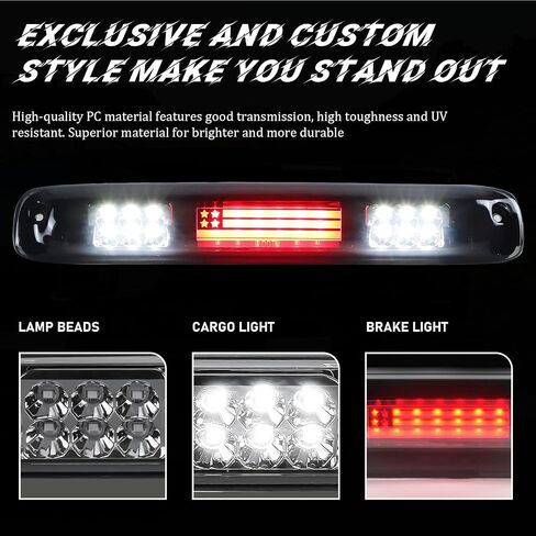 LED Third 3rd Brake Light for 1999-2007 Chevy Silverado/GMC Sierra 1500 2500 3500 HD Classic, Rear Cargo Lamp High Mount Stop light (Smoke Lens) in Saudi Arabia