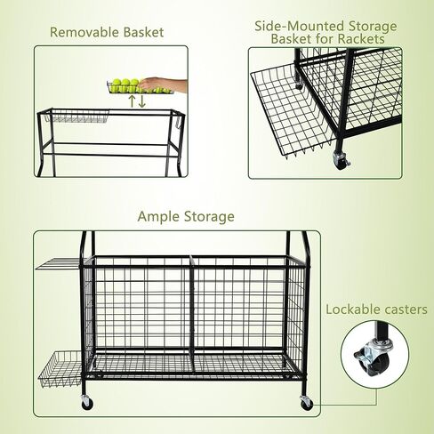 منظم المعدات الرياضية للمرآب من YESON، منظم رياضي عالي السعة للمرآب مع تخزين الكرات الرياضية ذات الحجم الأمثل ومتعدد الاستخدامات مع عجلة داخلية/خارجية in Kuwait