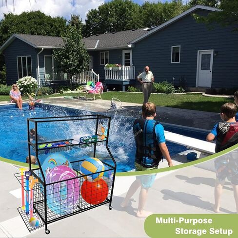 منظم المعدات الرياضية للمرآب من YESON، منظم رياضي عالي السعة للمرآب مع تخزين الكرات الرياضية ذات الحجم الأمثل ومتعدد الاستخدامات مع عجلة داخلية/خارجية in Kuwait