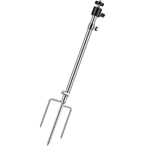 2 Pack Trail Camera Stand Mount Ground Holder, 3 in 1 Stainless Steel 360 Degree Rotation Ground Trail Camera Stake, Removable Fishing Lamp Stake Outdoor (2)