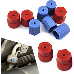 10Pcs R134a AC Caps 13mm and 16mm Car Air Conditioning Port Repair Cover, A/C System Accessory, Universal for Car (Blue & Red)