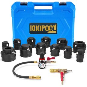 Turbo Boost Leakage Tester Kit, 14pcs Turbocharger Boost Leak Tester with 6 Pairs of Stepped Adapters (1-7/8'' to 4") for Turbo, Cooling, and Exhaust System Leak Detection