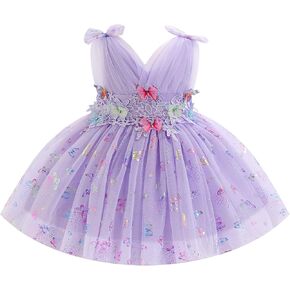 IDOPIP Toddler Baby Girls Shiny Butterfly Tutu Dress Princess Birthday Party Pageant Flower Girl Wedding V-Backless Dresses