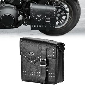 KEMIMOTO Motorcycle Swingarm Bag 12L Motorcycle Side Bags Solo Bag Leather Tool Bags Compatible with Softail