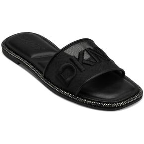 DKNY Women's Badin Logo-Flat Slip on Everyday Cushioned Insole Footwear Slide Sandal